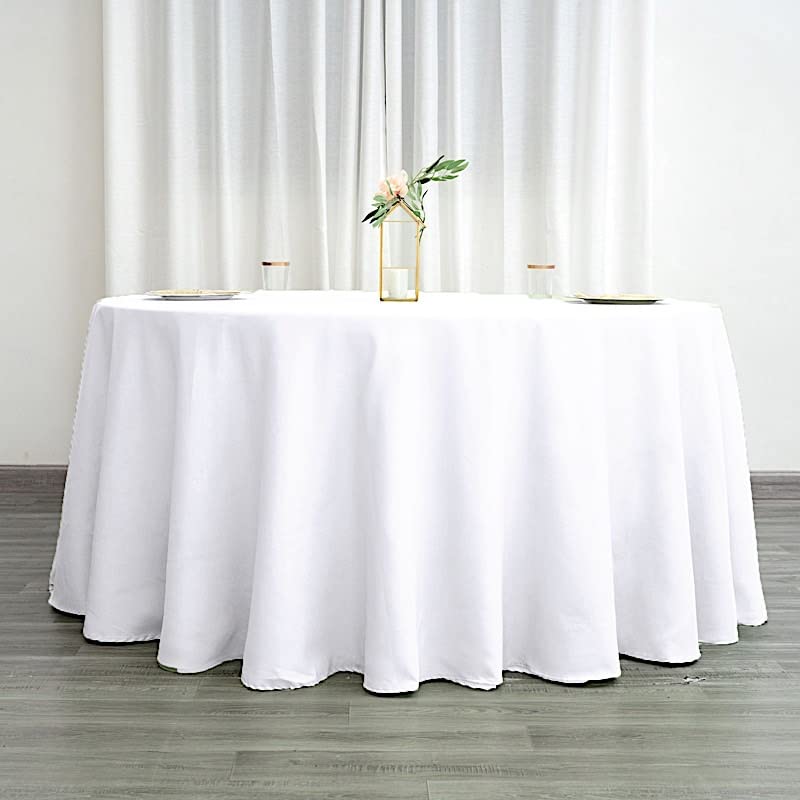 round table with white table cloth